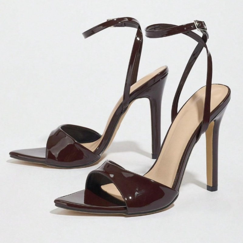 Women'S Fashion Brand Shoes - Kaffee Patent Leder Mit Hohen Absätzen