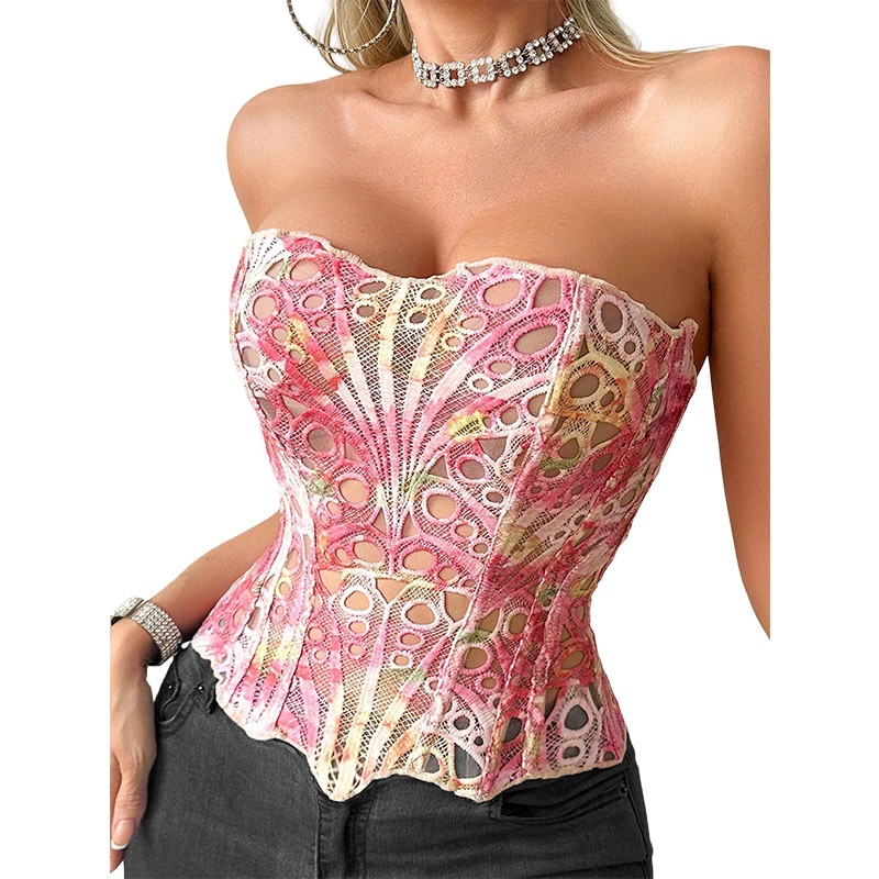 Corset Top Boned - Sexy Korsett-Oberteil aus durchsichtigem Mesh, atmungsaktives