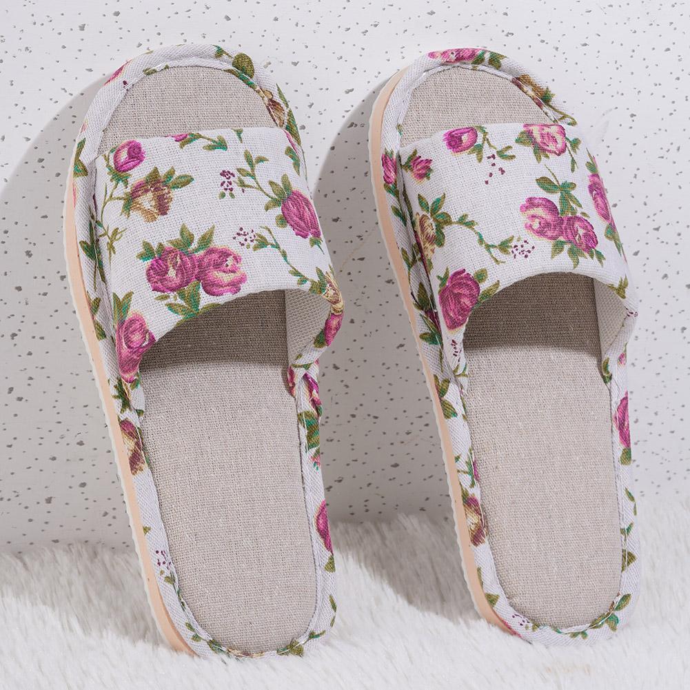 Women'S Fashion Sandals - Bequeme Leinen-Hausschuhe Modische Pantoffeln Lässige Blumenmuster
