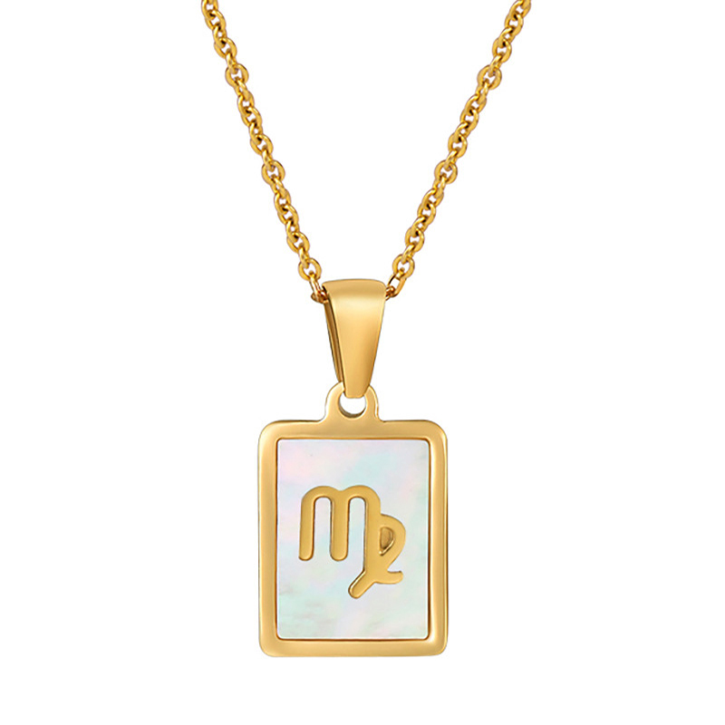 Women'S Fashion Vogue - 18 Karat vergoldete Sternbild-Halskette, Charm-Quadrat, natürliche