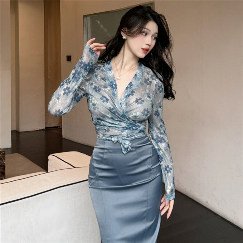 Printed Wrap Skirt - Damen bekleidung Anzug große Größe Fett