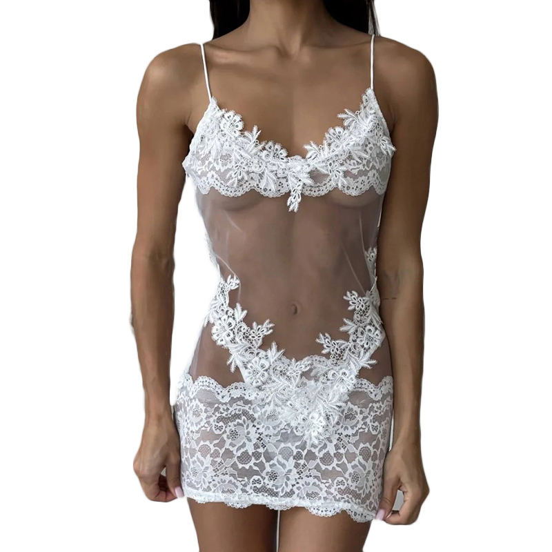 Women'S Fashion Line - Sexy Spitzen-Chemise Nachthemd für Damen, Transparentes