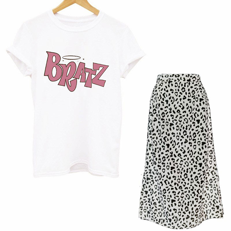 Printed Wrap Skirt - Frauen Zwei Stück Set Straße Goth