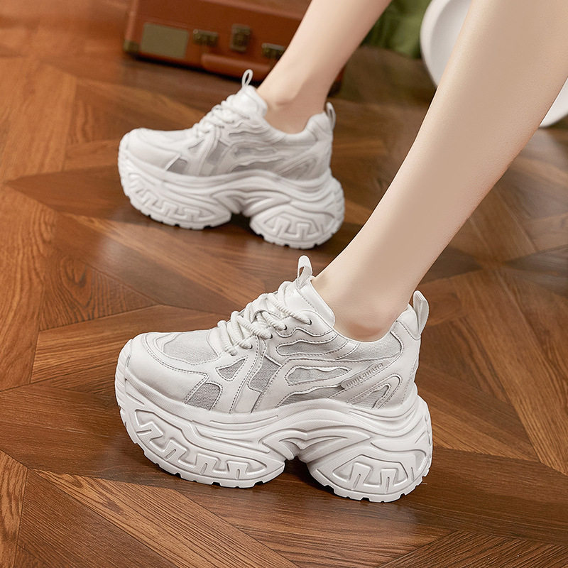 Sneakers Fashion Women - Damen Mode Chunky Plateau-Sneaker Atmungsaktives Mesh