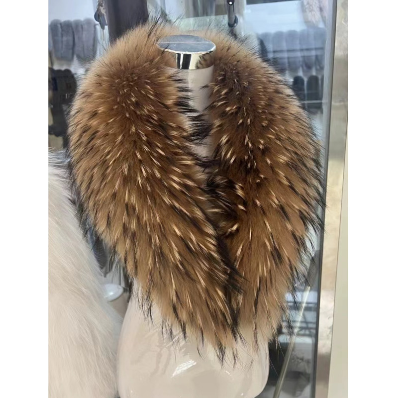 Women'S Fashion Long Coat - Waschbären Pelz Kragen Weibliche Winter Pelz