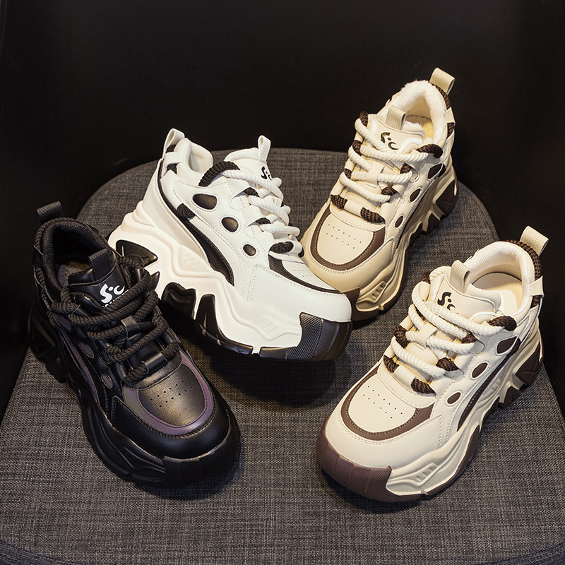 Sneakers Fashion Women - 2026 Neue Leder-Sneaker mit Innenabsatz für