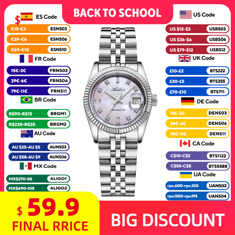 Fashion Women Watch - ADDIES 585 Quarz Damenuhren, Saphirglas, 5