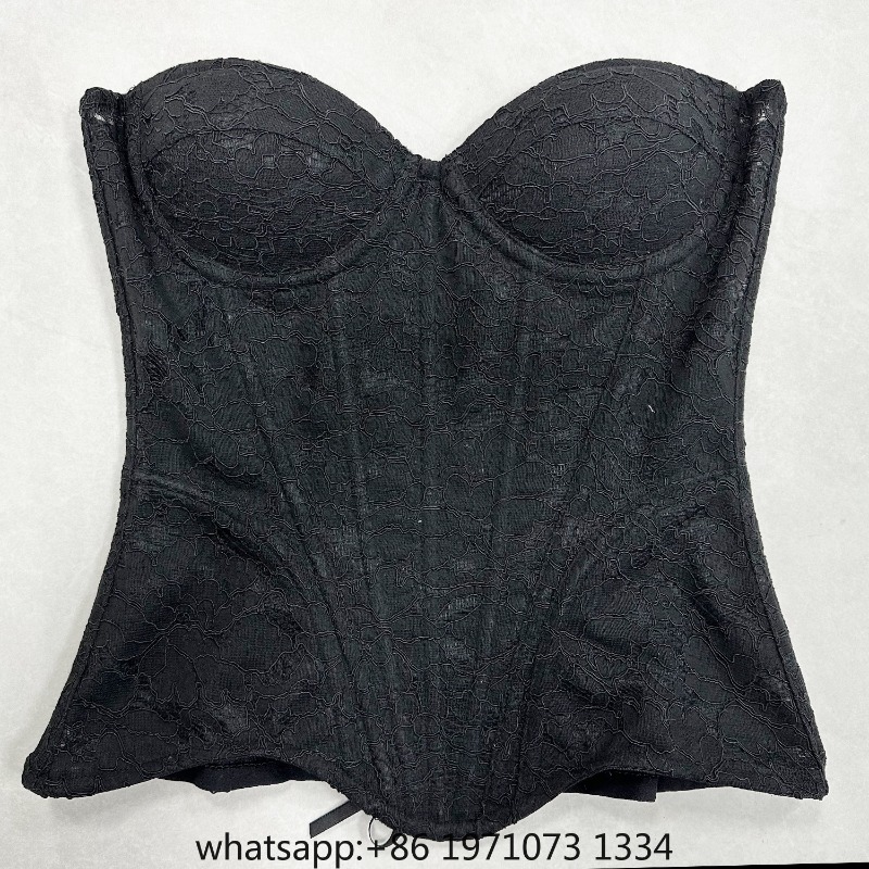 Corset Top Boned - Damen Spitzenkorsett Bustier Overbust Luxus-Oberteil für