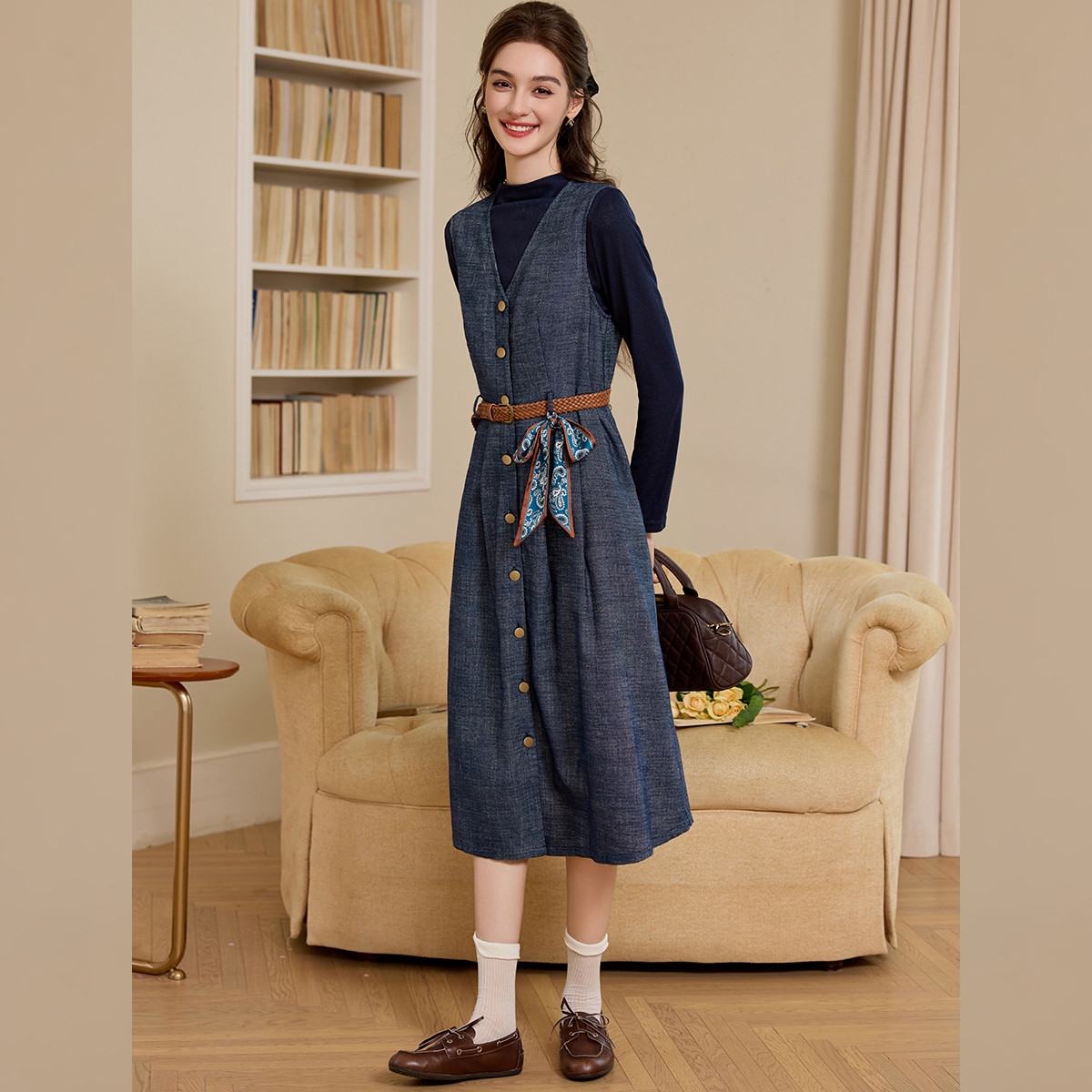 LOUISYAO Hochkragen-Oberteil & – Belted Shirt Dress Bewertung und Preis