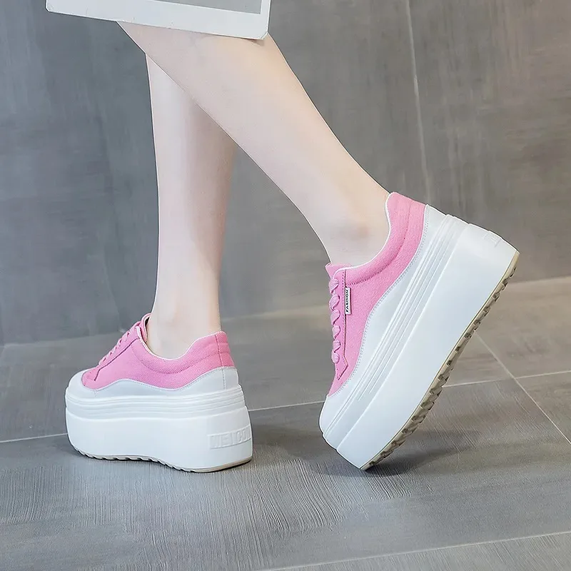 8cm Neue Leinwand Echtes Leder – Sneakers Fashion Women Bewertung und Preis