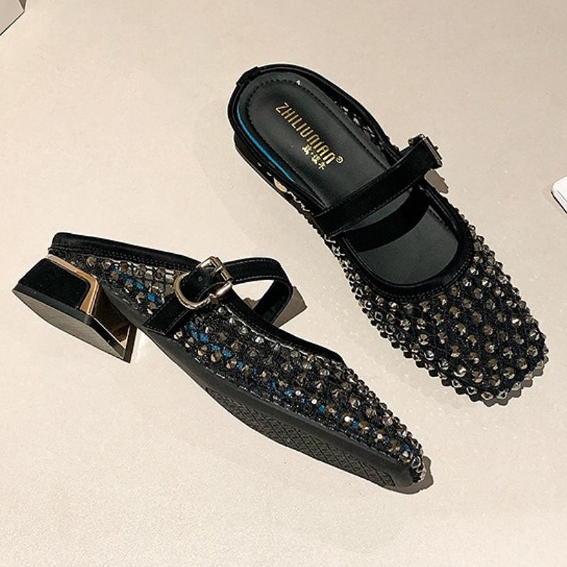 Mesh Strass Chunky Ferse Mault – Women'S Fashion Sandals Bewertung und Preis
